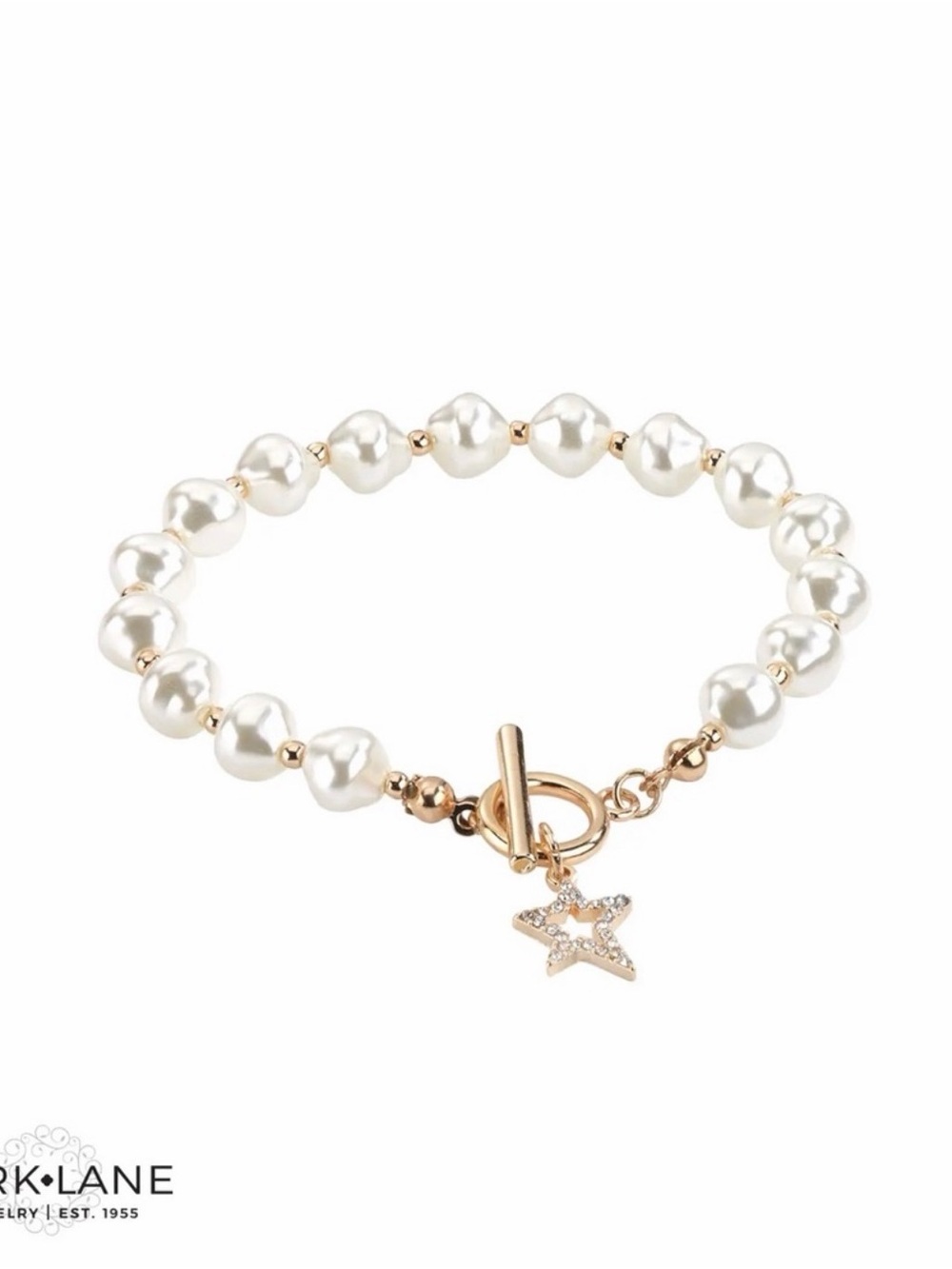 Park Lane White Pearl Bracelet with Gold Star Toggle - McKenna Collection